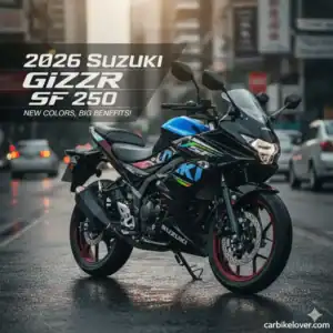 Close-up of 2026 Suzuki Gixxer SF 250 in Glass Sparkle Black color launched in India with new graphics and owner benefits.