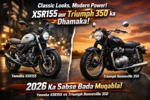 Classic Looks Modern Power comparison between Yamaha XSR155 and Triumph Bonneville 350 – best retro bikes in India 2026